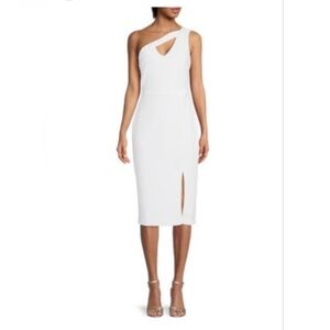 White cutout one shoulder dress